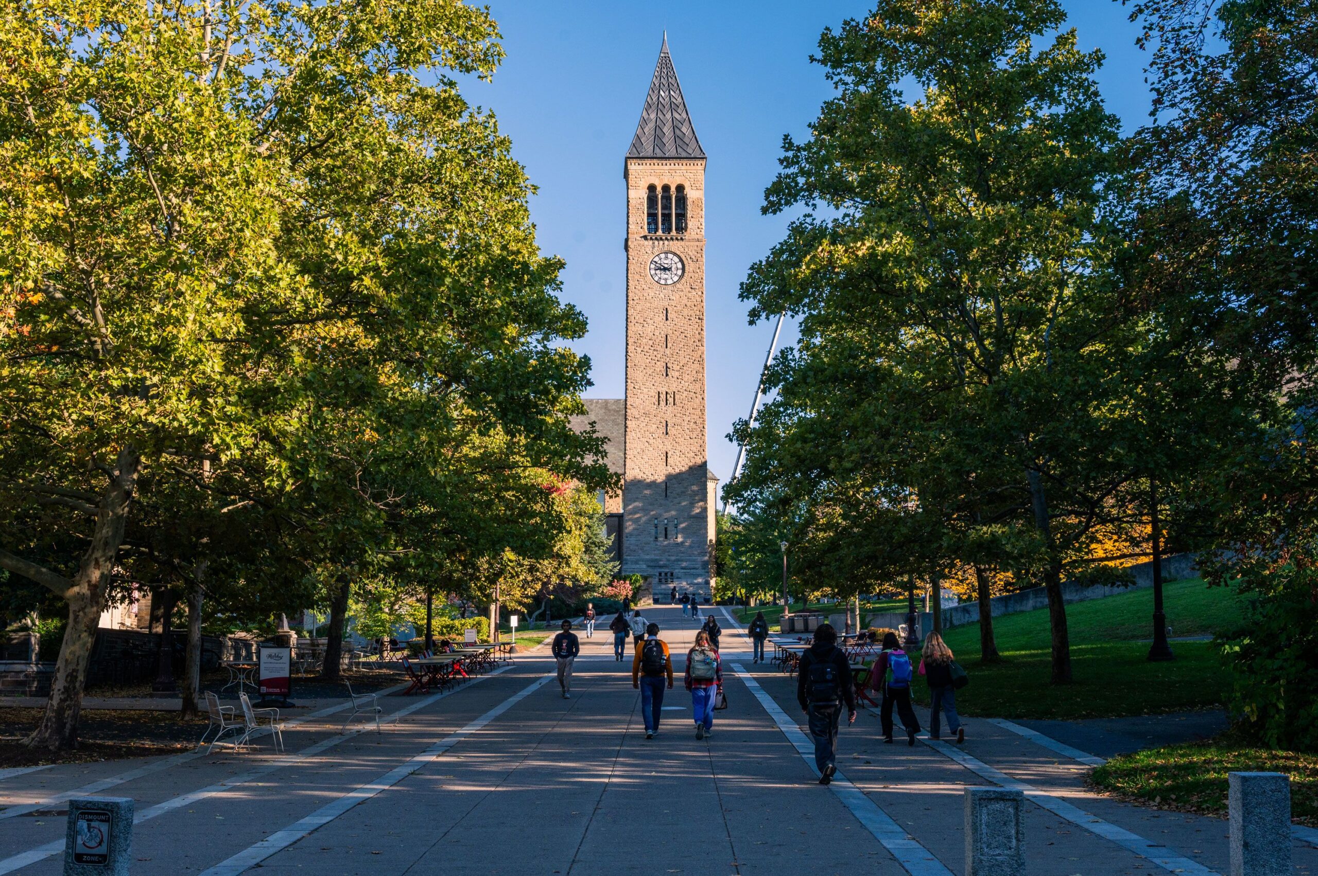 <i>Surya Vaidy/CNN via CNN Newsource</i><br/>Students walk along Cornell University’s main promenade on a quiet morning on October 6