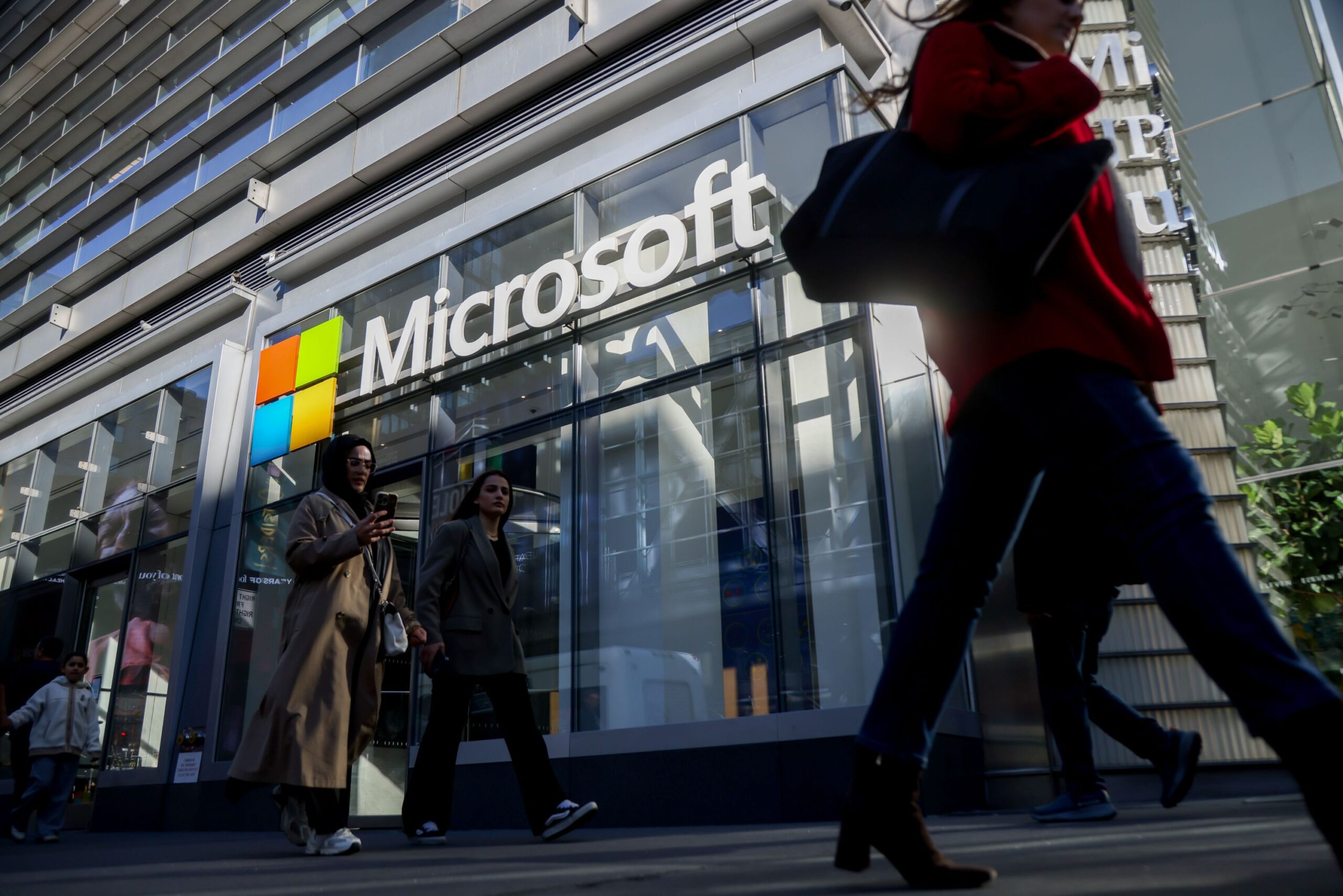 <i>Michael Nagle/Bloomberg/Getty Images via CNN Newsource</i><br/>Microsoft signage at an office building in New York City on Monday