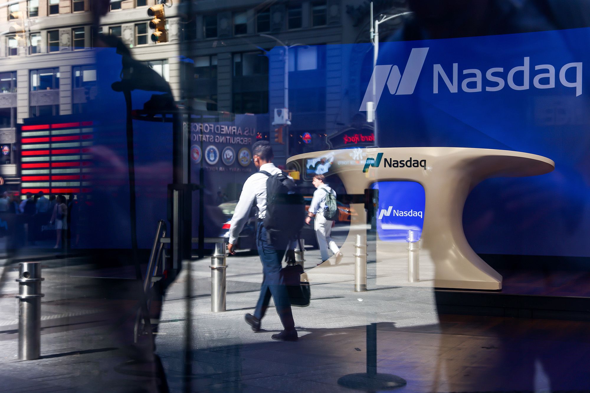 <i>Michael Nagle/Bloomberg/Getty Images via CNN Newsource</i><br/>The Nasdaq MarketSite on July 24