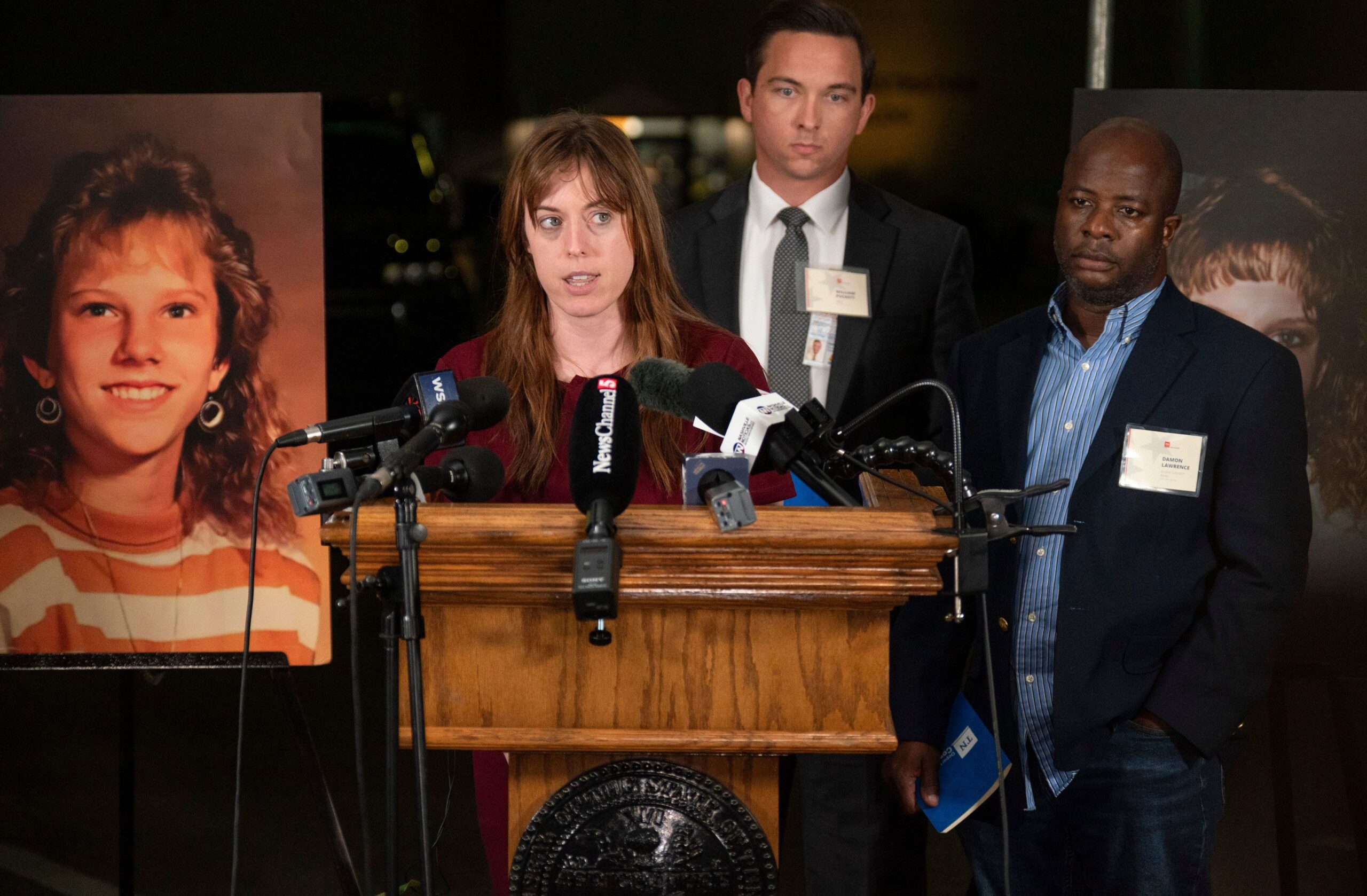 <i>Denny Simmons/The Tennessean/USA Today Network/Imagn Images via CNN Newsource</i><br/>Witness Catherine Sweeney with WPLN recounts the planned execution of Christa Pike at Riverbend Maximum Security Institution on September 30. Pike was convicted in the January 1995 murder of 19-year-old Colleen Slemmer