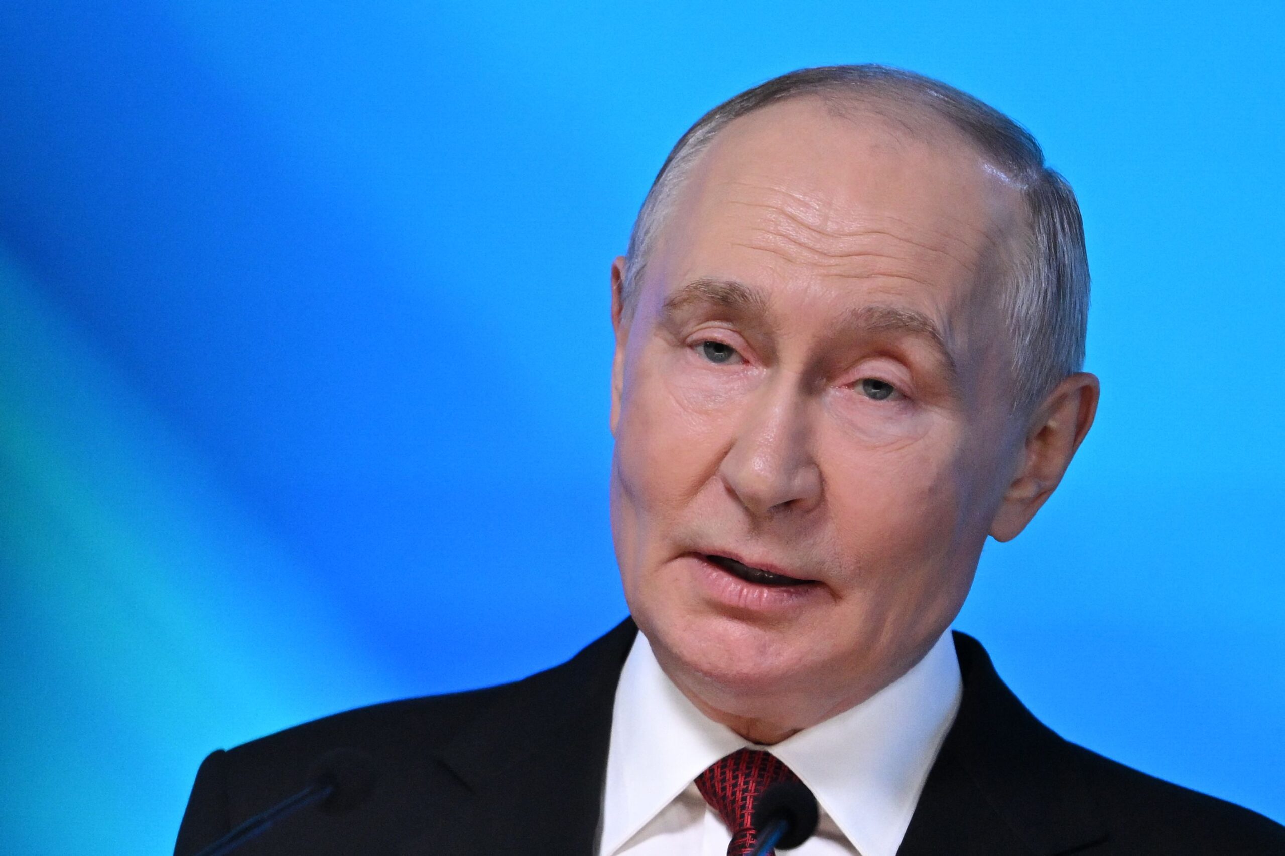 <i>Igor Ivanko/AFP/Getty Images via CNN Newsource</i><br/>Russia's President Vladimir Putin addresses the audience during the Valdai Discussion Club meeting in Moscow on October 1.