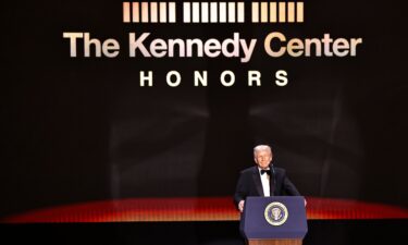 This photo from CBS shows President Donald J. Trump hosting the 48th Annual Kennedy Center Honors in December 2025.