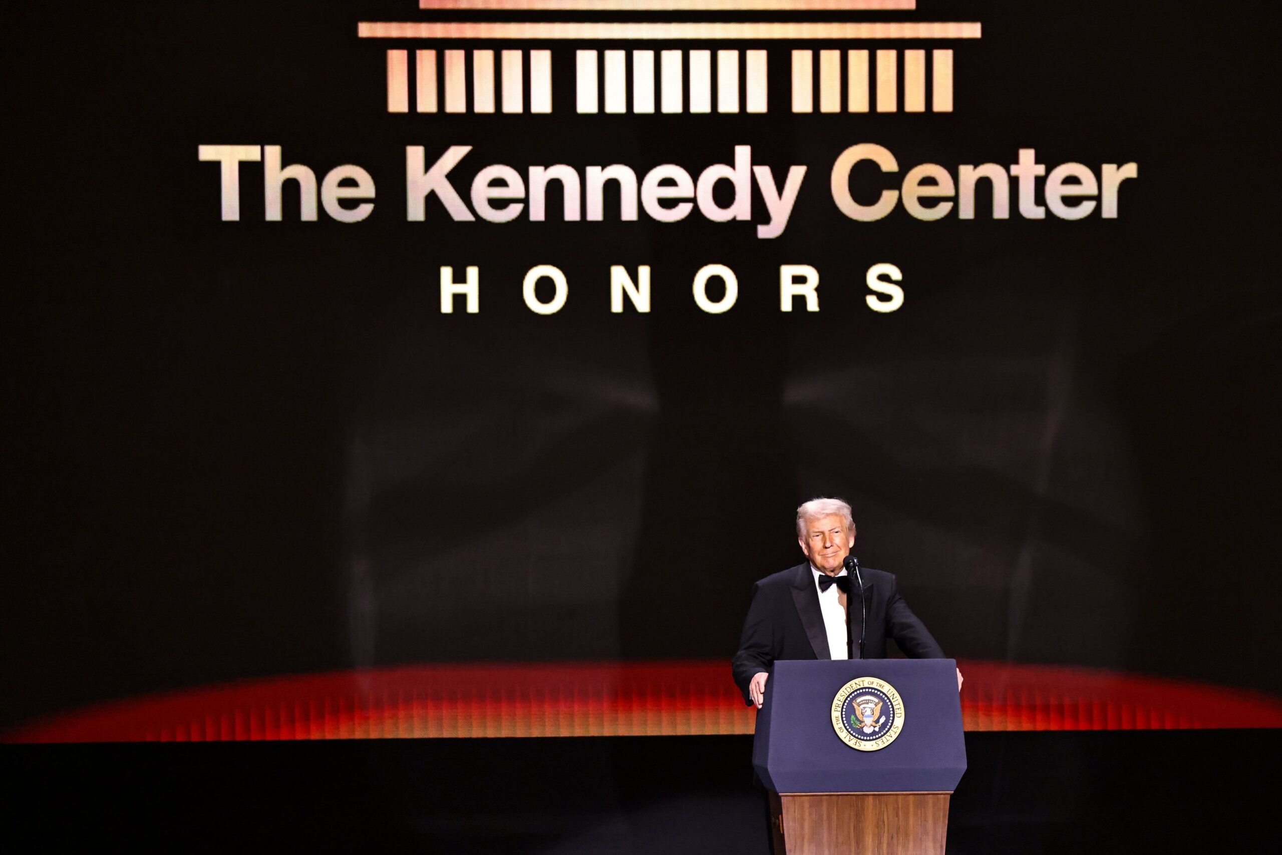 <i>Mary Kouw/CBS/Getty Images via CNN Newsource</i><br/>This photo from CBS shows President Donald J. Trump hosting the 48th Annual Kennedy Center Honors in December 2025.
