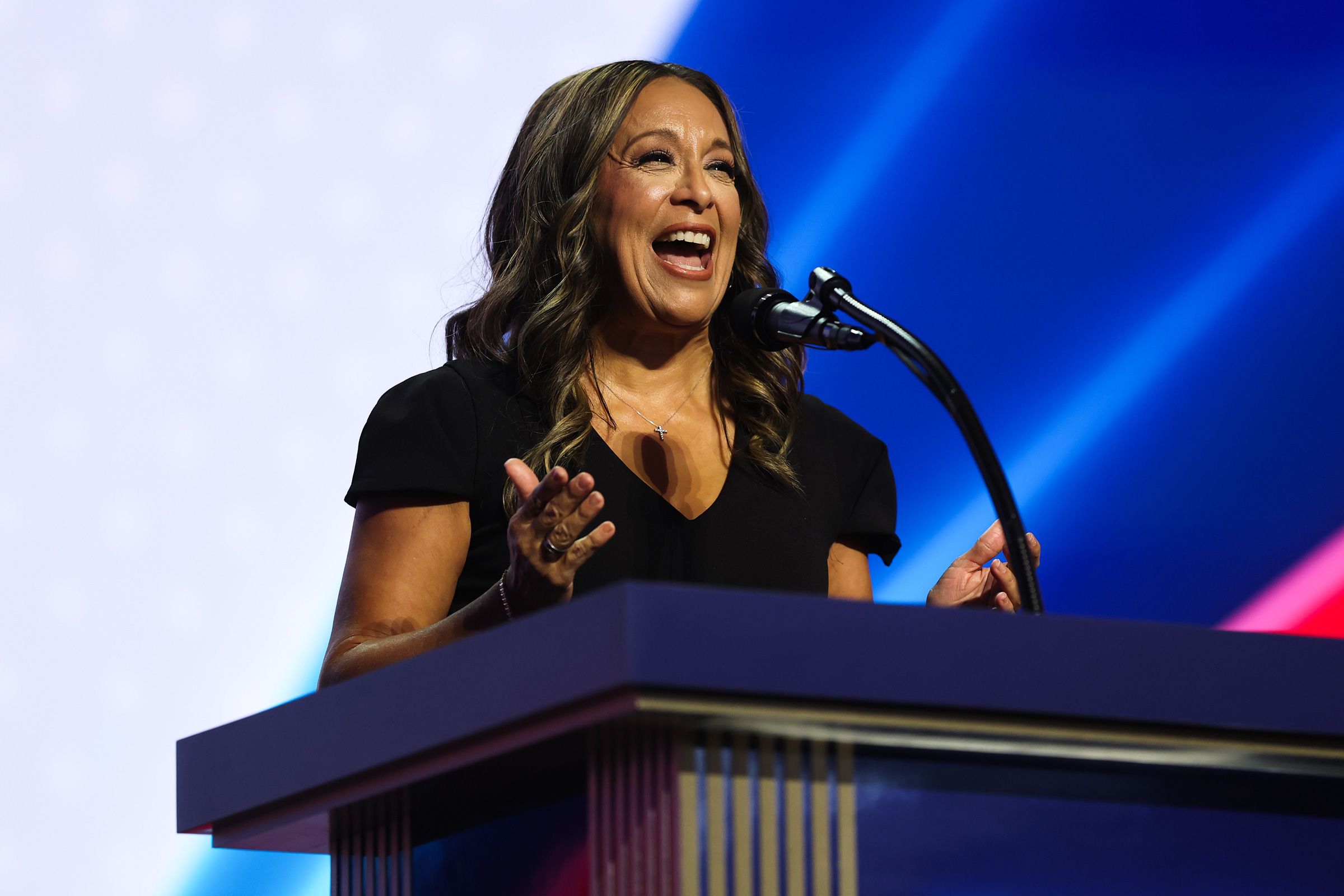 <i>Kevin Dietsch/Getty Images via CNN Newsource</i><br/>Rep. Monica De La Cruz speaks on the first day of the 2026 Republican National Convention on September 9 in Dallas.