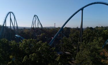 Attractions are seen at Six Flags Over Georgia