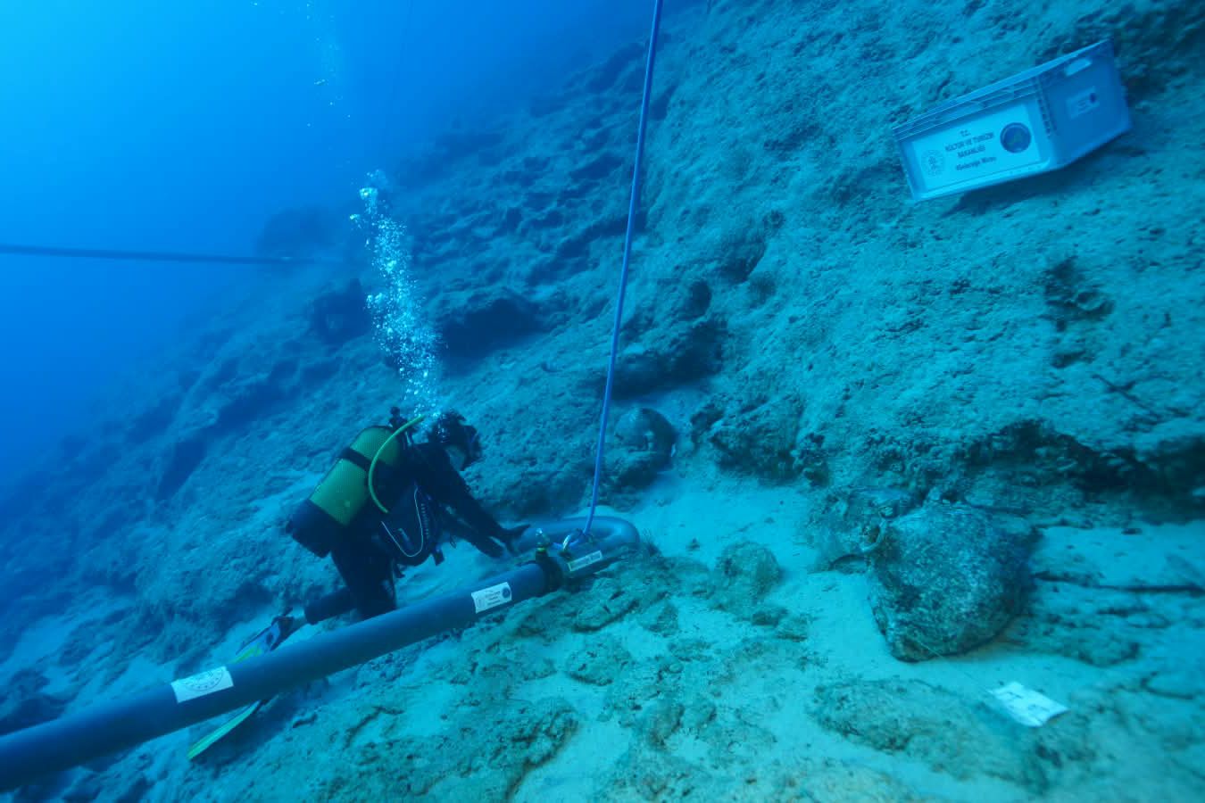 <i>Turkish Culture Ministry via CNN Newsource</i><br/>The wreck sits about 100 feet beneath the surface.