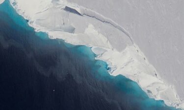 An aerial image of Thwaites Glacier.