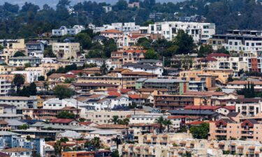 An aerial view of homes and apartments in Los Angeles on April 9.