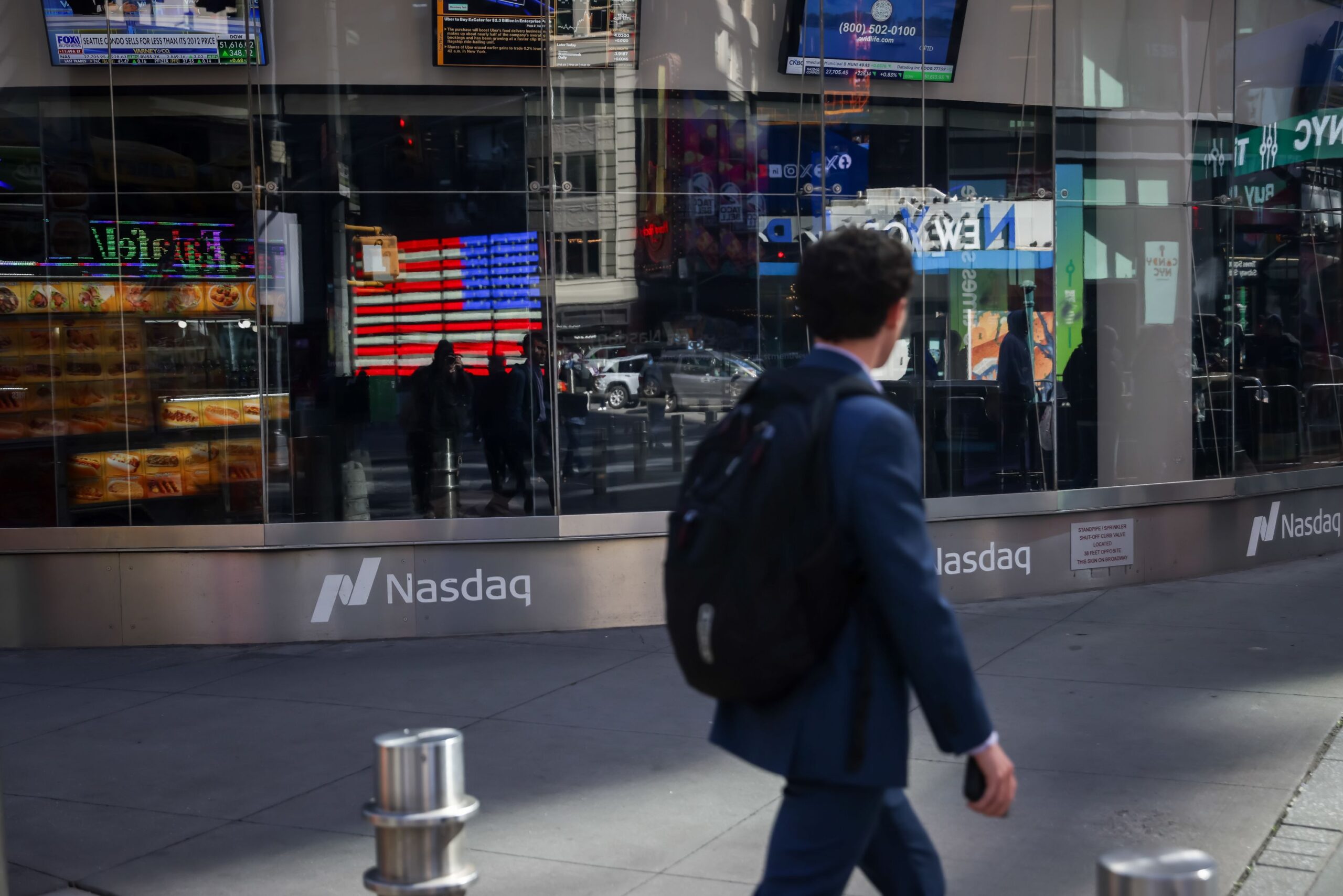 <i>Michael Nagle/Bloomberg/Getty Images via CNN Newsource</i><br/>Pictured is the Nasdaq MarketSite in New York