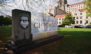 University of Chicago sign is displayed on the campus in Chicago