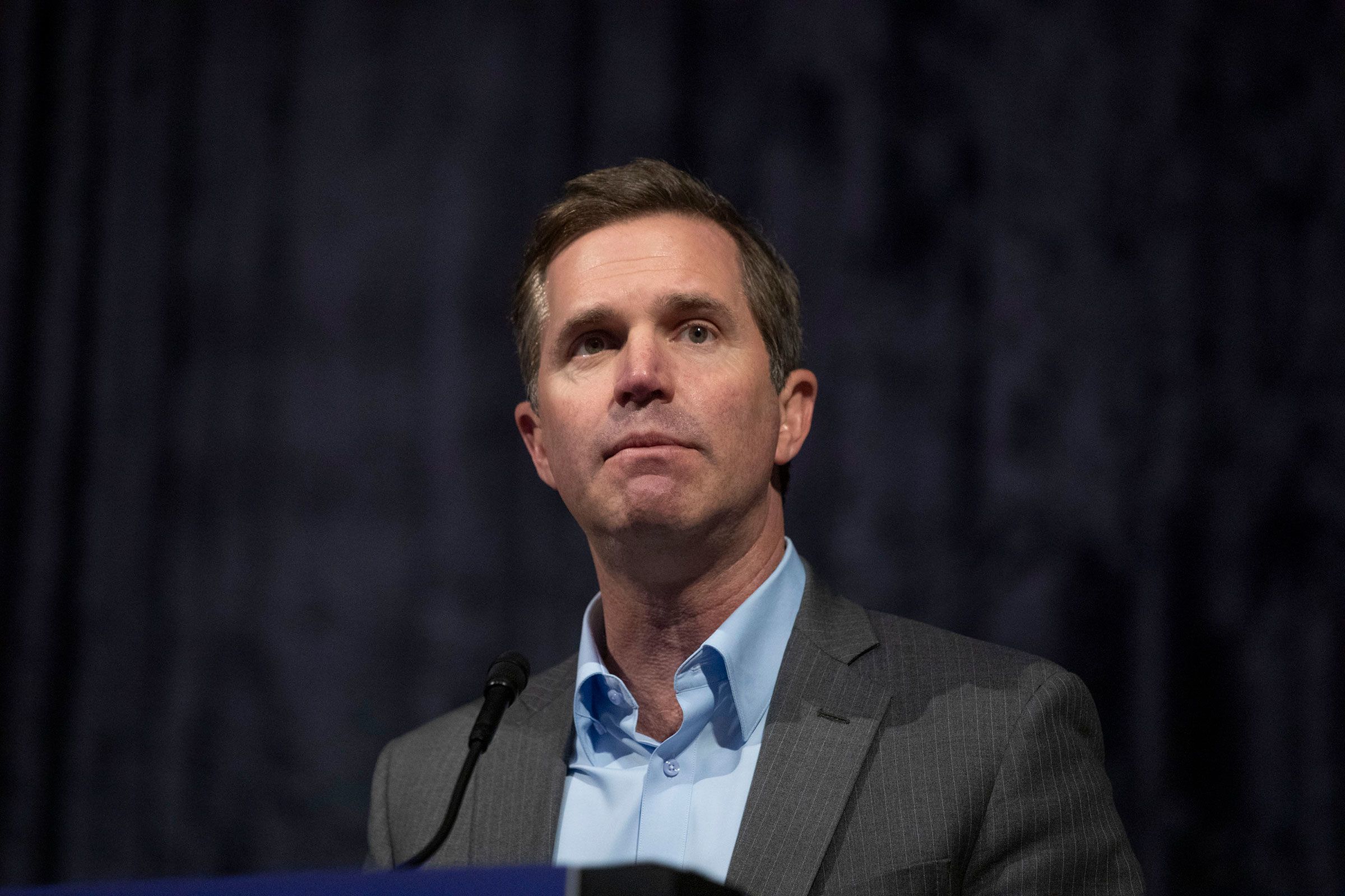 <i>Bill Pugliano/Getty Images via CNN Newsource</i><br/>Kentucky Gov. Andy Beshear speaks at the Annual Michigan Democratic Women's Caucus Legacy Luncheon in Detroit
