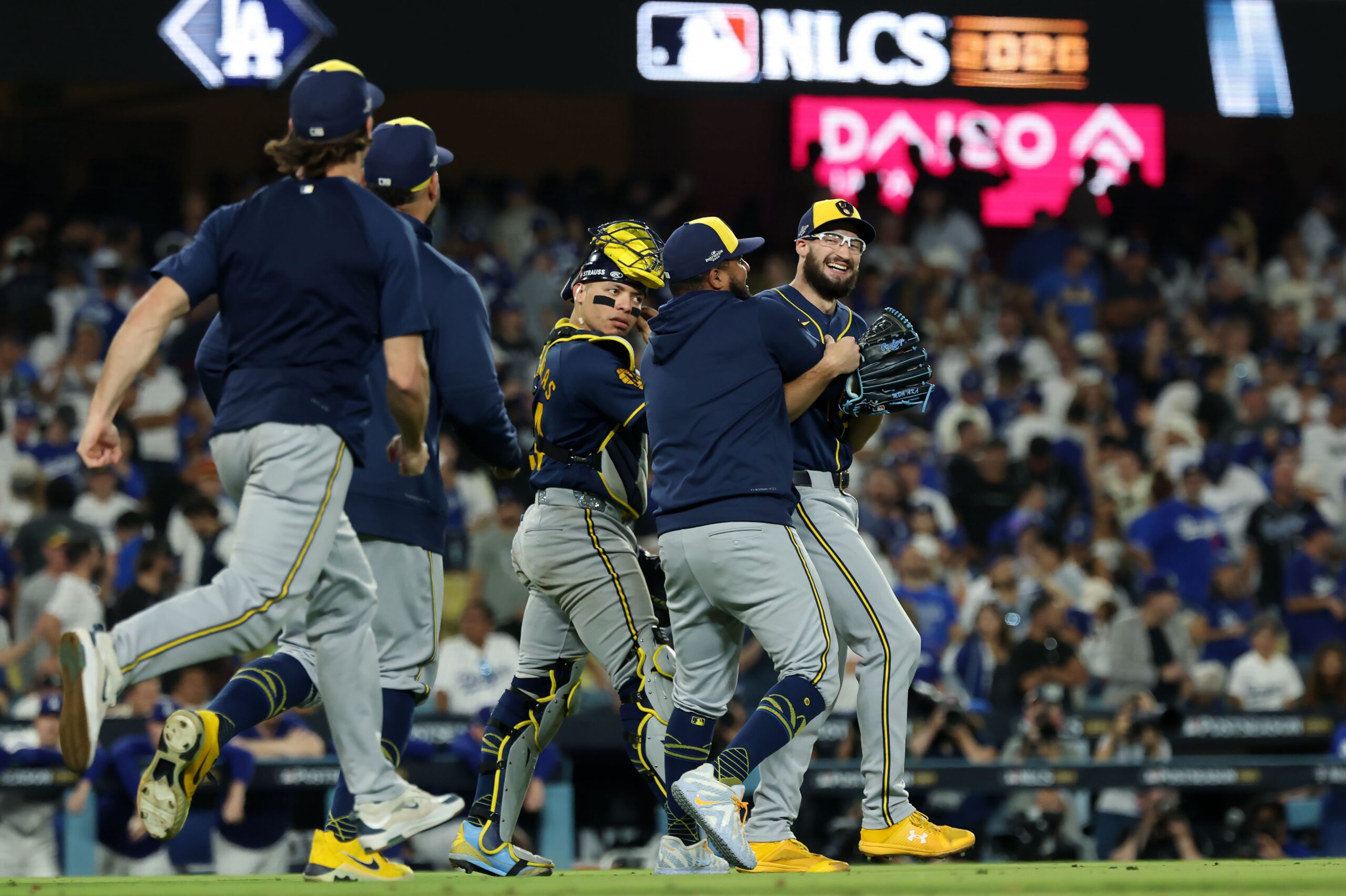 <i>Ashley Landis/AP via CNN Newsource</i><br/>Milwaukee Brewers pitcher Jojo Romero celebrates after getting out of the sixth inning without allowing the tying run.