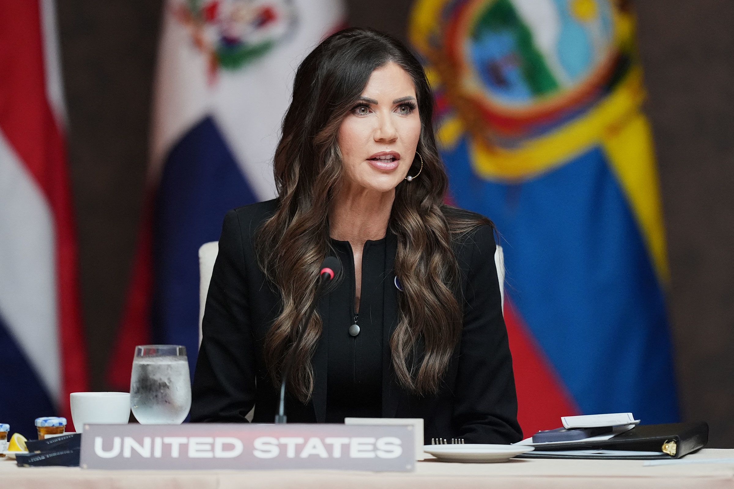 <i>Rebecca Blackwell/Pool/AFP/Getty Images/File via CNN Newsource</i><br/>Kristi Noem delivers remarks during a working lunch at the 