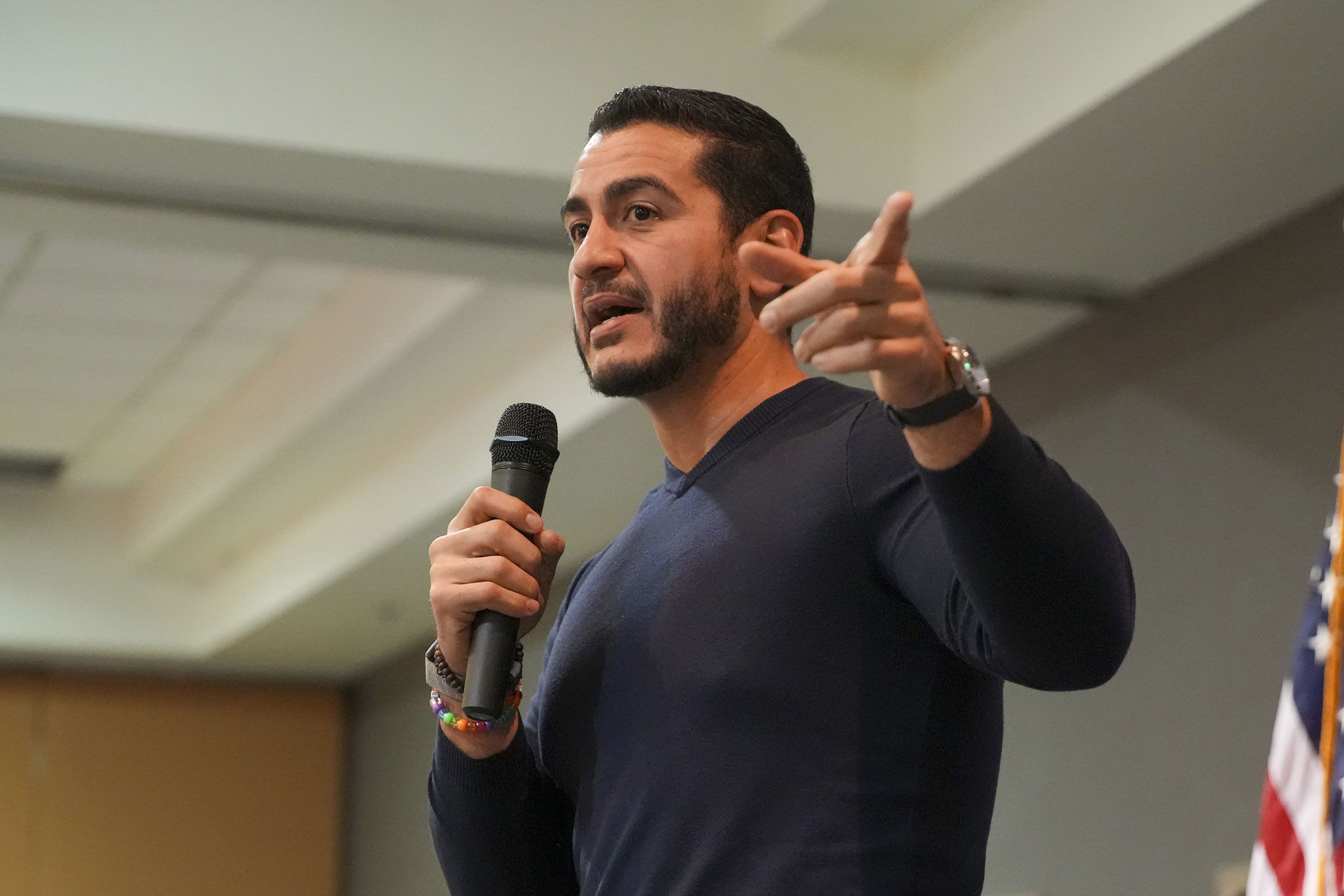 <i>Katie McTiernan/Anadolu/Getty Images via CNN Newsource</i><br/>Abdul El-Sayed speaks at a campaign rally in Flint