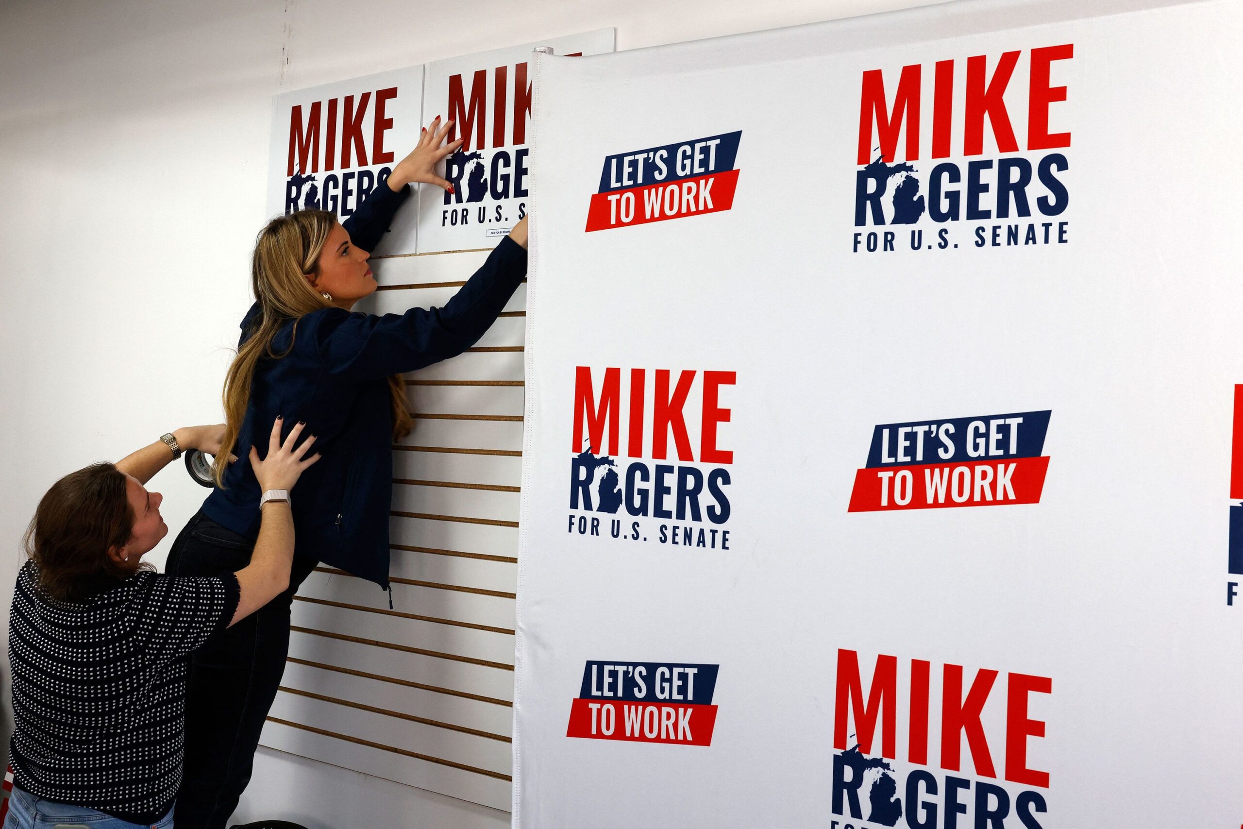 <i>Paul Sancya/Pool/AP via CNN Newsource</i><br/>Republican US Senate candidate for Michigan Mike Rogers responds to El-Sayed during the televised debate on October 8 in Grand Rapids.