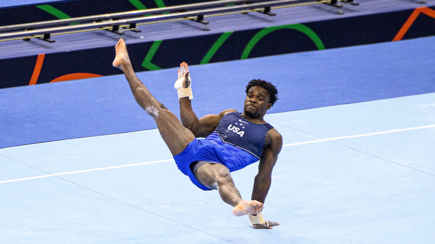 <i>NBC Olympics</i><br/>Frederick Richard does a floor routine at the World Championships