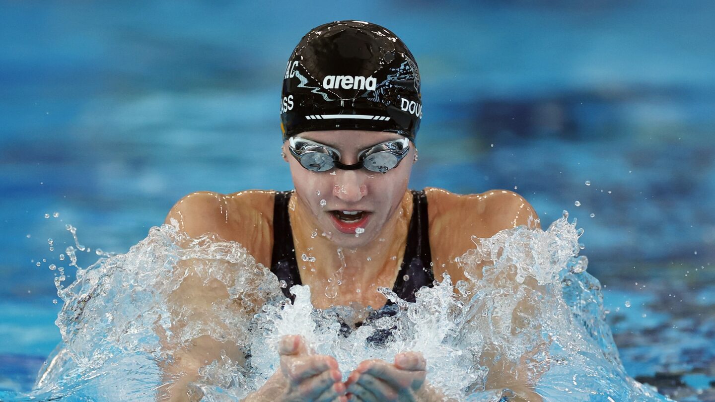 <i>NBC Olympics</i><br/>Kate Douglass swims in the pool