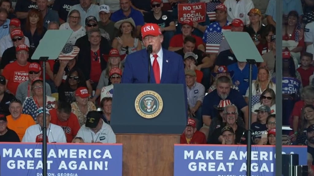 <i>CNN via CNN Newsource</i><br/>President Donald Trump speaks at a rally in Georgia on Friday